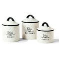 thumbnail image 1 of American Atelier, Round, White Ceramic Kitchen Canisters (Bless This Kitchen, Home & Family), 3pc, 1 of 5