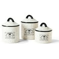 thumbnail image 1 of American Atelier, Round, White Ceramic Kitchen Canisters with Lids (Farm Fresh), Set of 3, 1 of 5