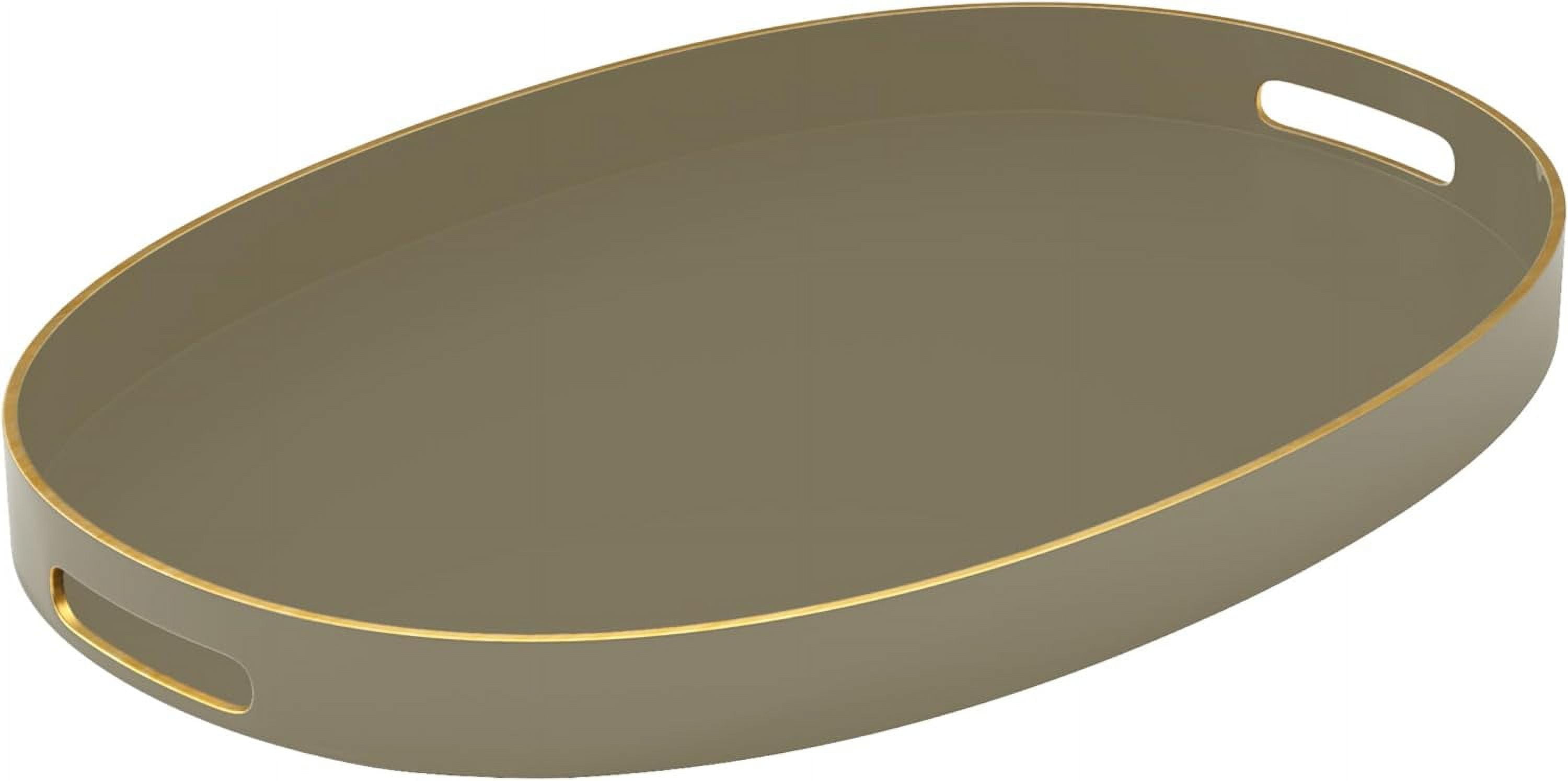 Olive Oval Tray with Gold Trimming and Handles