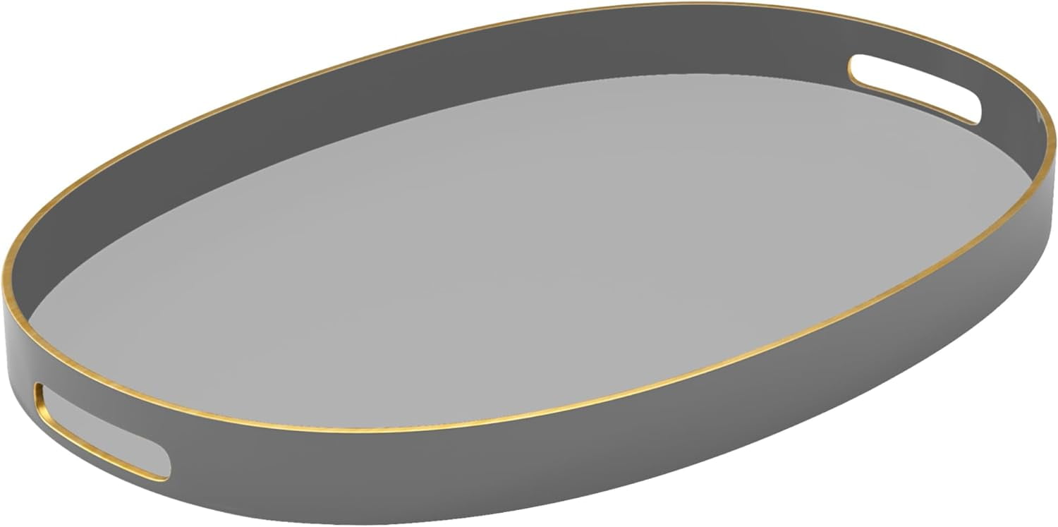 American Atelier Serving Tray with Gold Trimming, Oval Serving Tray