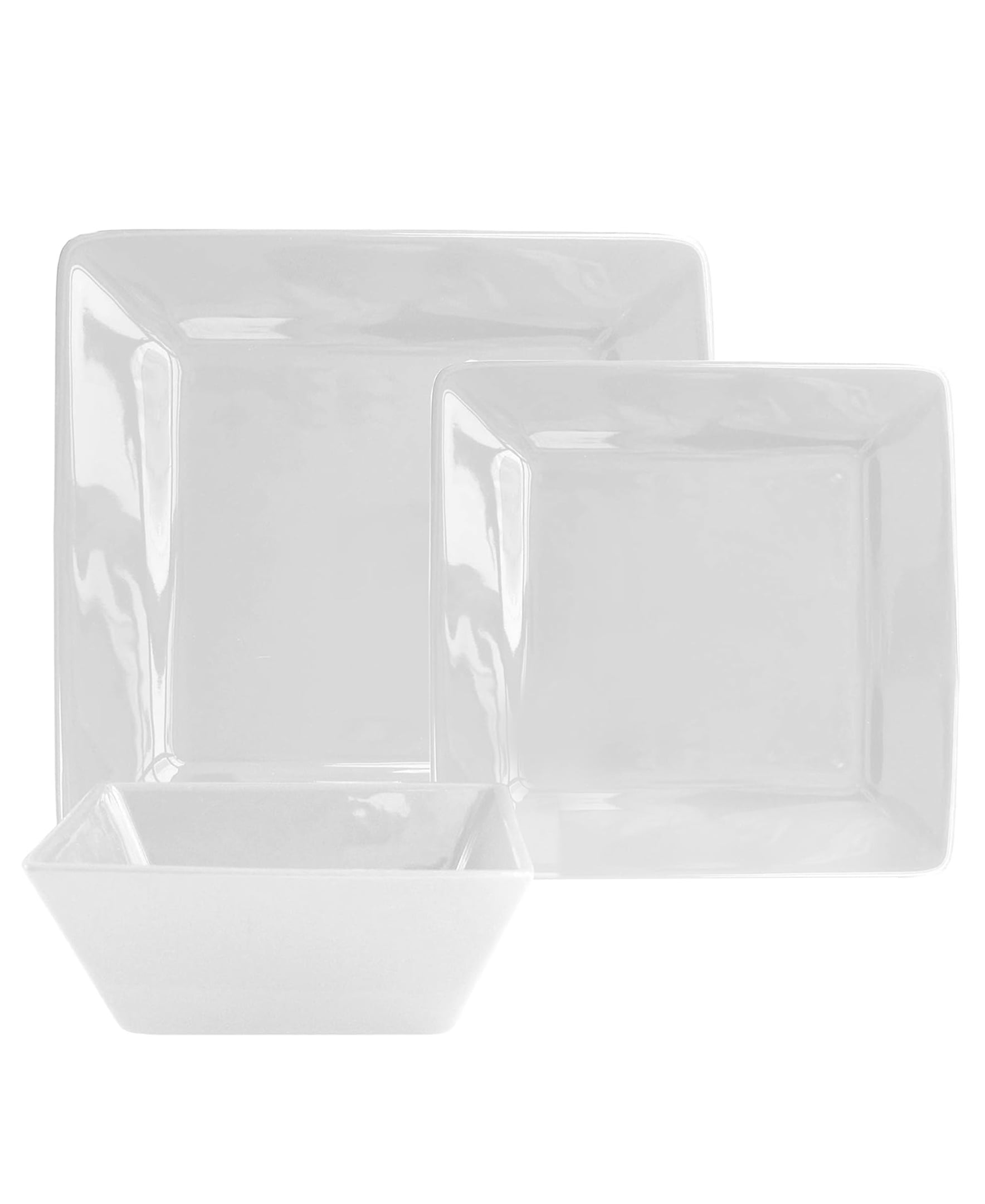 American Atelier, Square, Kingsley White Stoneware Dinnerware Set, 12