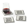 thumbnail image 1 of American Atelier, Square, off-White, Absorbent Ceramic Drink Coasters (Wine Sentiments), Set of 4, 1 of 7