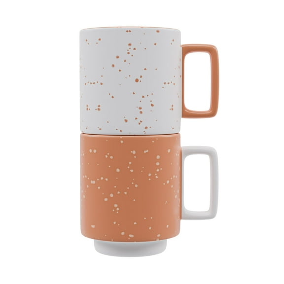 American Atelier Stackable Coffee Mugs, Set of 2 - Coral