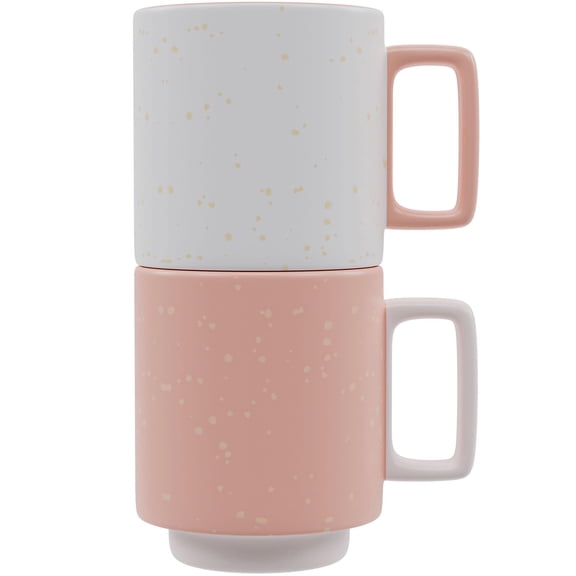 American Atelier Stackable Coffee Mugs, Set of 2 - Pink
