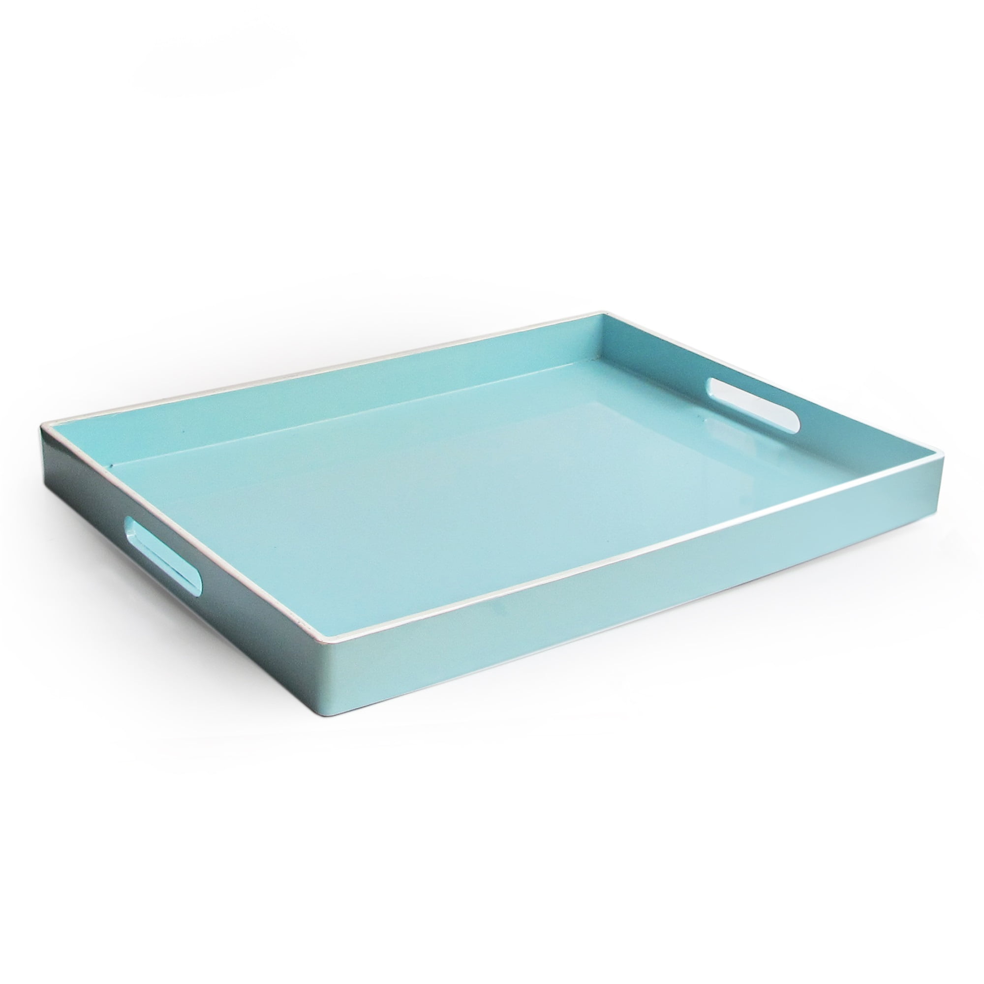 Rectangle Acrylic Tray with Raised Rims and Silver Handles