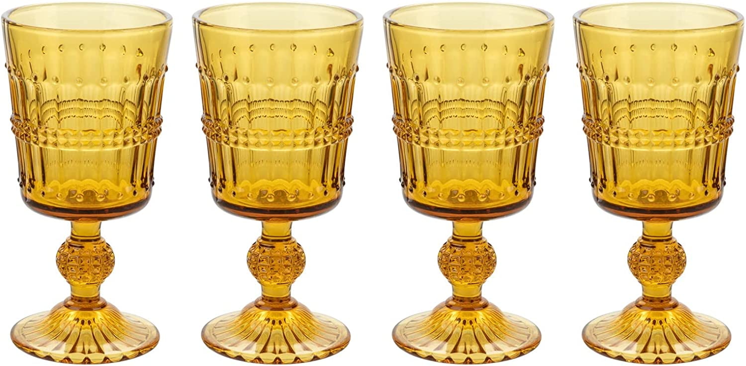 4 Vintage Amber Wine Glasses, Set of 4, Vintage Amber Optic Wine Glasses,  Vintage Cocktail Wine Glasses, Unique Amber Wine glasses