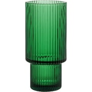 American Atelier Vintage Art Deco Set of 4 Fluted Drinking Glasses Ribbed Glassware for Cocktail, 11 oz, Green