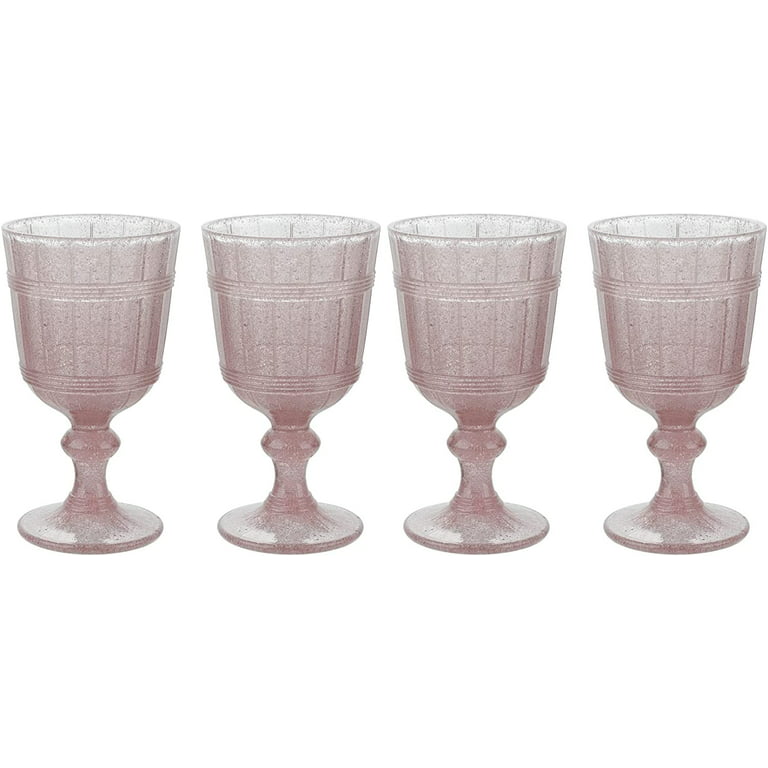American Atelier Vintage Bubbles Wine Glasses | Set of 4 | Wine Goblets |  Colored Vintage Style Glassware | Dishwasher Safe | Pink | 11-Ounce Capacity