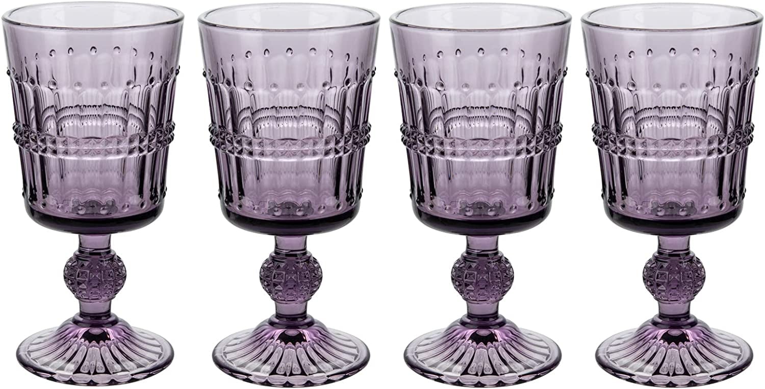 Vintage Purple Spanish Hand Blown Swirl Wine Glasses Goblets – Modig