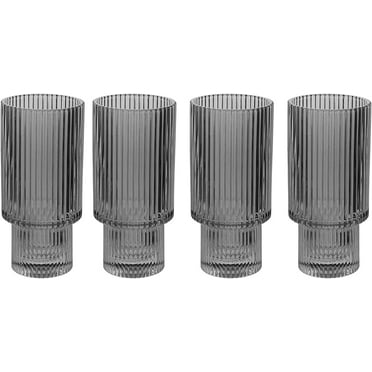 American Atelier  Vintage Ribbed Fluted Glasses Set of 4 11 oz. - Smoke