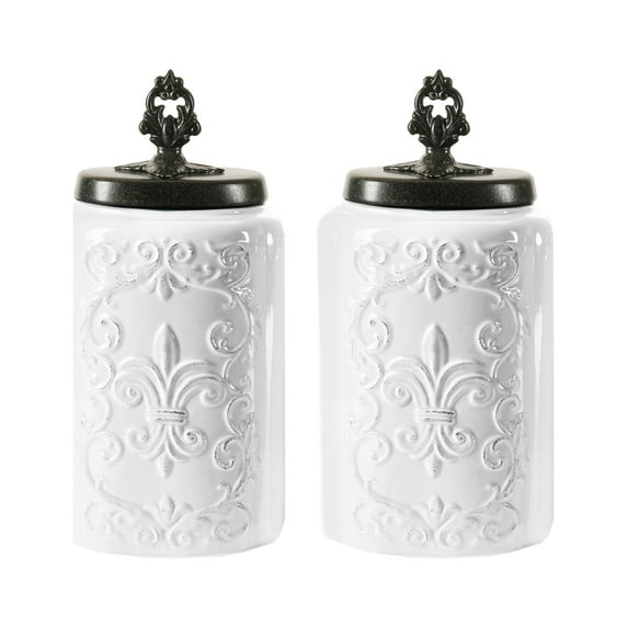 American Atelier White Antique 2 Piece Large Canister Set