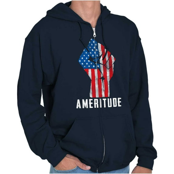 American Attitude Rebel Patriot Unisex Fleece Graphic Zip Up Hoodie Brisco Brands 3X