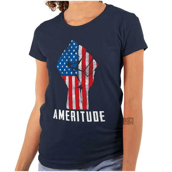 American Attitude Rebel Patriot Womens Slim Fit Graphic Tee Brisco Brands L