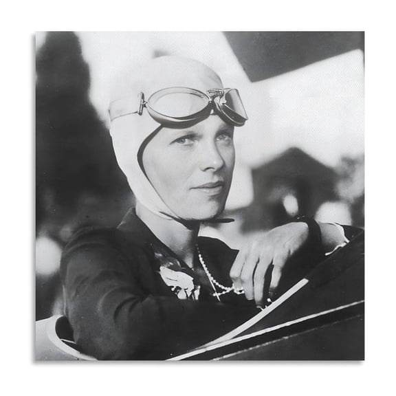 American Aviation Record Holders Amelia Earhart Poster (4) Wall Art Poster Scroll Canvas Painting Picture Living Room Decor Home 16x16inch(40x40cm)