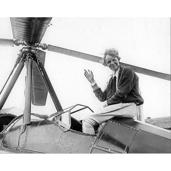 American Aviator Amelia Earhart in Rotocraft - 24x36 Inch Laminated Aviation Poster - Stunning Detail and Bold Colors