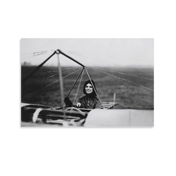American Aviators Harriet Quimby Vintage Black And White Portrait Art Poster Canvas Wall Art Posters For Room Aesthetic And Decor 1 Poster For Bedroom Living Room Bathroom Kitchen Office Decor