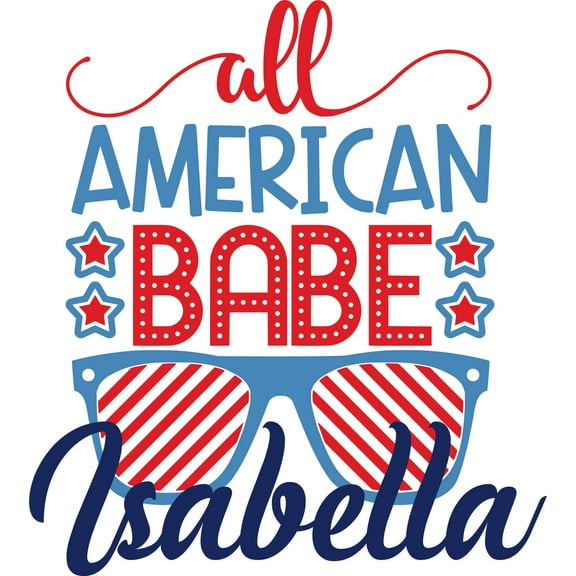All American Babe USA States Pride Customized Wall Decal - Custom Vinyl Wall Art - Personalized Name - Baby Girls Boys Kids Bedroom Wall Decal Room Decor Wall Stickers Decoration Size (20x20 inch)