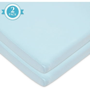 American Baby Co. Cotton Jersey Knit Fitted Bassinet Sheet, Blue Stars 2pk