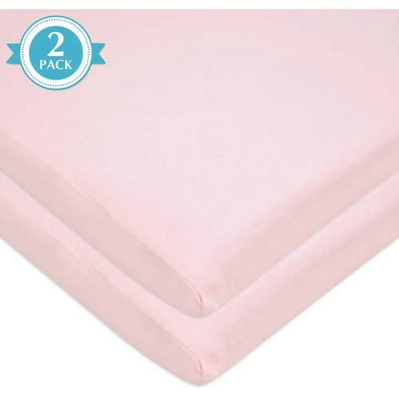 American Baby Company 2 Pack 100% Cotton Knit Fitted 18" x 36" Cradle/Bassinet Sheet - Compatible with Mika Micky Bassinet, Pink, Soft Breathable, for Girls