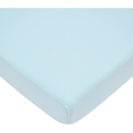 American Baby Company 100% Natural Supreme Cotton Jersey Knit Fitted Portable/Mini-Crib Sheet, Blue, Soft Breathable, for Boys and Girls
