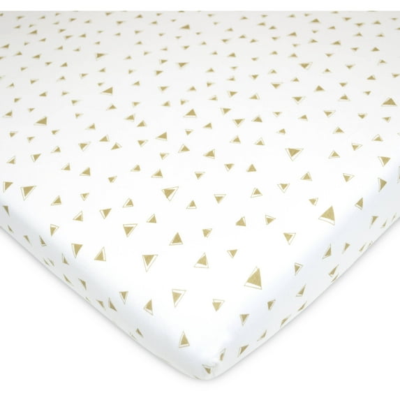 American Baby Company 100% Natural Cotton Fitted Pack and Play Sheet 39" x 27" - Soft & Breathable Pack N Play Sheet for Playpen, Playard & Mini Crib Mattress, Taupe Triangles, for Boys & Girls