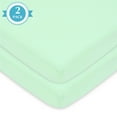 thumbnail image 1 of American Baby Company 2 Pack 100% Natural Cotton Fitted Mini Crib Sheets 38" x 24" - Soft & Breathable Small Nesting Portable Sheets, Fits Pack N Play Mattresses, Mint, for Boys & Girls, 1 of 4