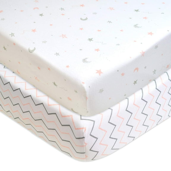 American Baby Company 2-Piece Cotton Fitted Mini Crib Sheets, 24 x 38 in, Pink