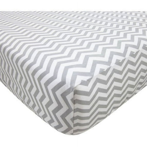American Baby Co. Percale Cotton Fitted Portable/MiniCrib Sheet, Grey ZigZag