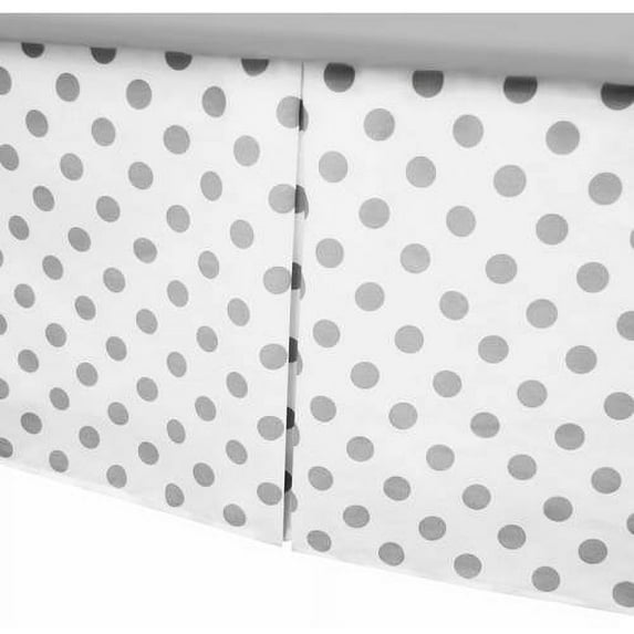 American Baby Company 100% Cotton Tailored Crib Skirt with Pleat, White with Gray Dot, for Boys and Girls