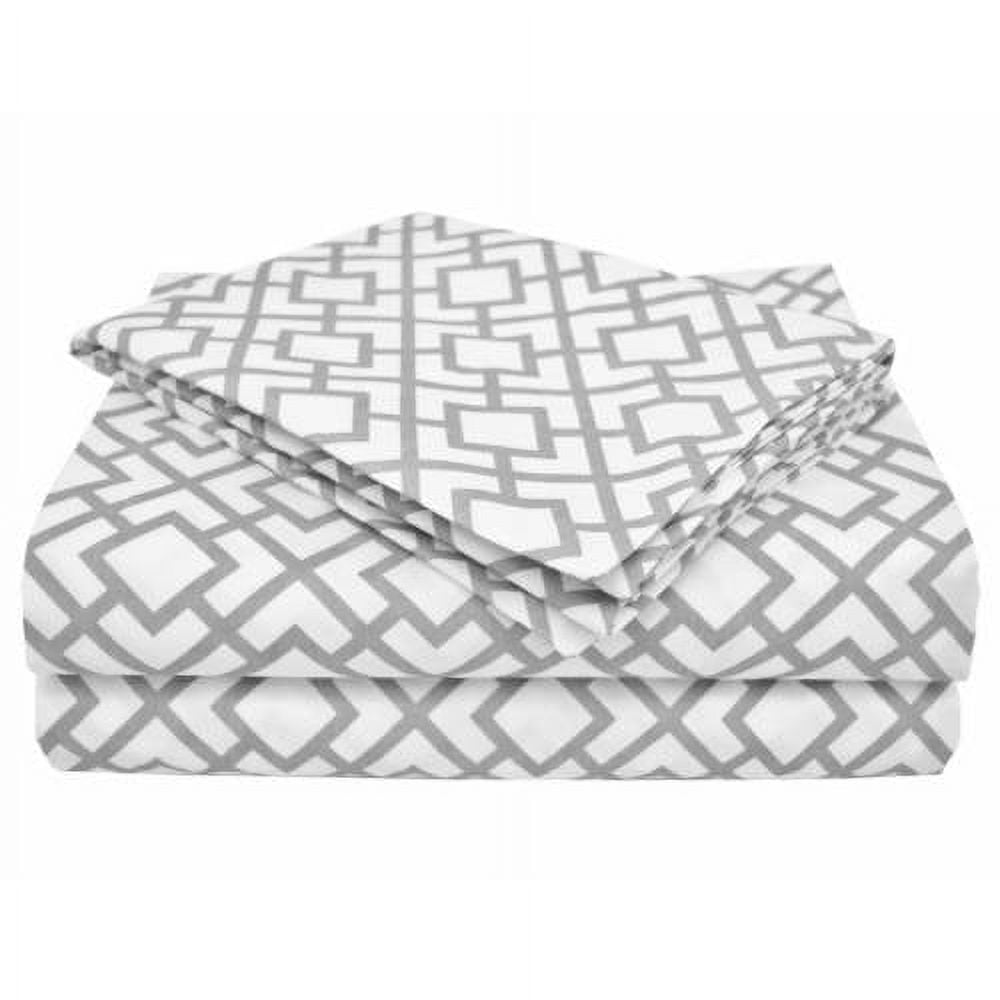 American Baby Company 100 Natural Cotton Percale Toddler Bedding Sheet Set, Gray Lattice, 3