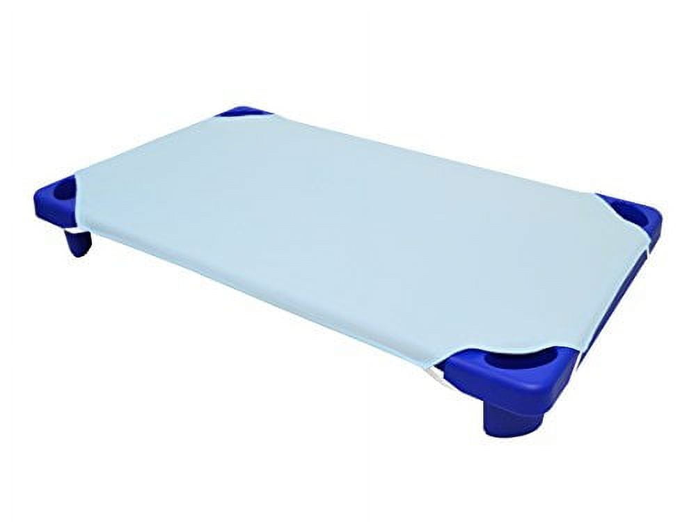 Blue Cotton Percale Toddler Cot Sheet with Elastic Straps