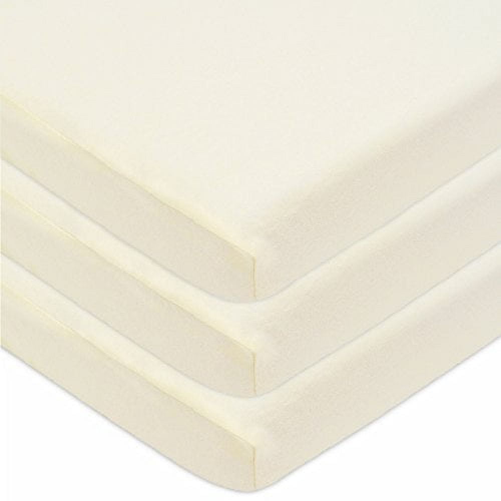 American Baby Company 100% Natural Cotton Value Jersey Knit Fitted Portable/Mini-Crib Sheet, Ecru, 24" x 38" x 5", Soft Breathable, for Boys and Girls, Pack of 3