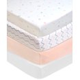 thumbnail image 1 of American Baby Company 100% Natural Cotton Value Jersey Knit Fitted Portable/Mini-Crib Sheet, Pink Star/Zigzag, 24" x 38" x 5", Soft Breathable, for Girls, Pack of 4, 1 of 1