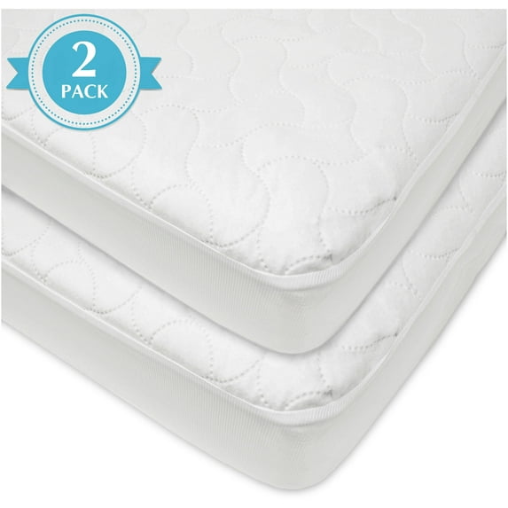 American Baby Company 2 Pack Waterproof Fitted Crib Mattress Protector 52" x 28" - Quilted, Noiseless, Soft & Breathable Crib & Toddler Mattress Pad Cover