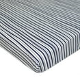 thumbnail image 1 of American Baby Company 100% Natural Cotton Fitted Mini Crib Sheet 38" x 24" - Soft & Breathable Small Nesting Portable Crib Sheet, Fits Pack N Play Mattresses, Navy/Grey Funny Strip, for Boys & Girls, 1 of 4