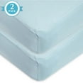 thumbnail image 1 of American Baby Company 2 Pack 100% Natural Cotton Fitted Crib Sheets 52" x 28" - Soft, Breathable, Hypoallergenic & Gentle Toddler Bed Sheets, Blue, Neutral for Boys & Girls, 1 of 4