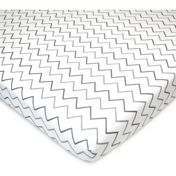 American Baby Company 100% Natural Cotton Fitted Pack and Play Sheet 39" x 27" - Soft & Breathable Pack N Play Sheet for Playpen, Playard & Mini Crib Mattress, Grey Zigzag, for Boys & Girls