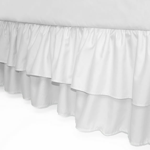 American Baby Company Double Layer Ruffled Crib Skirt, White, for Boys and Girls