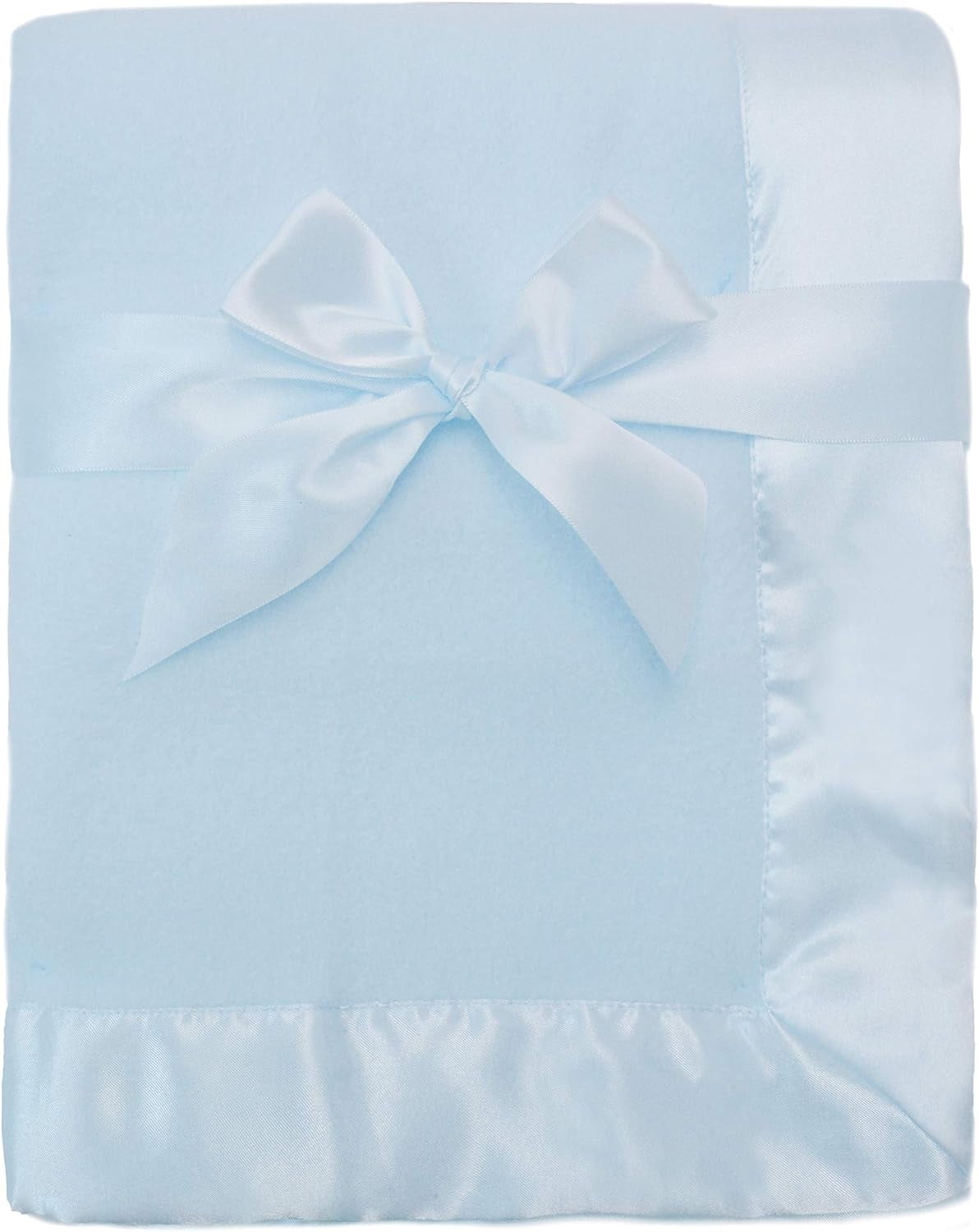 Pale Blue Pom Trim Fleece Baby Stroller Blanket - Blue / 30x40