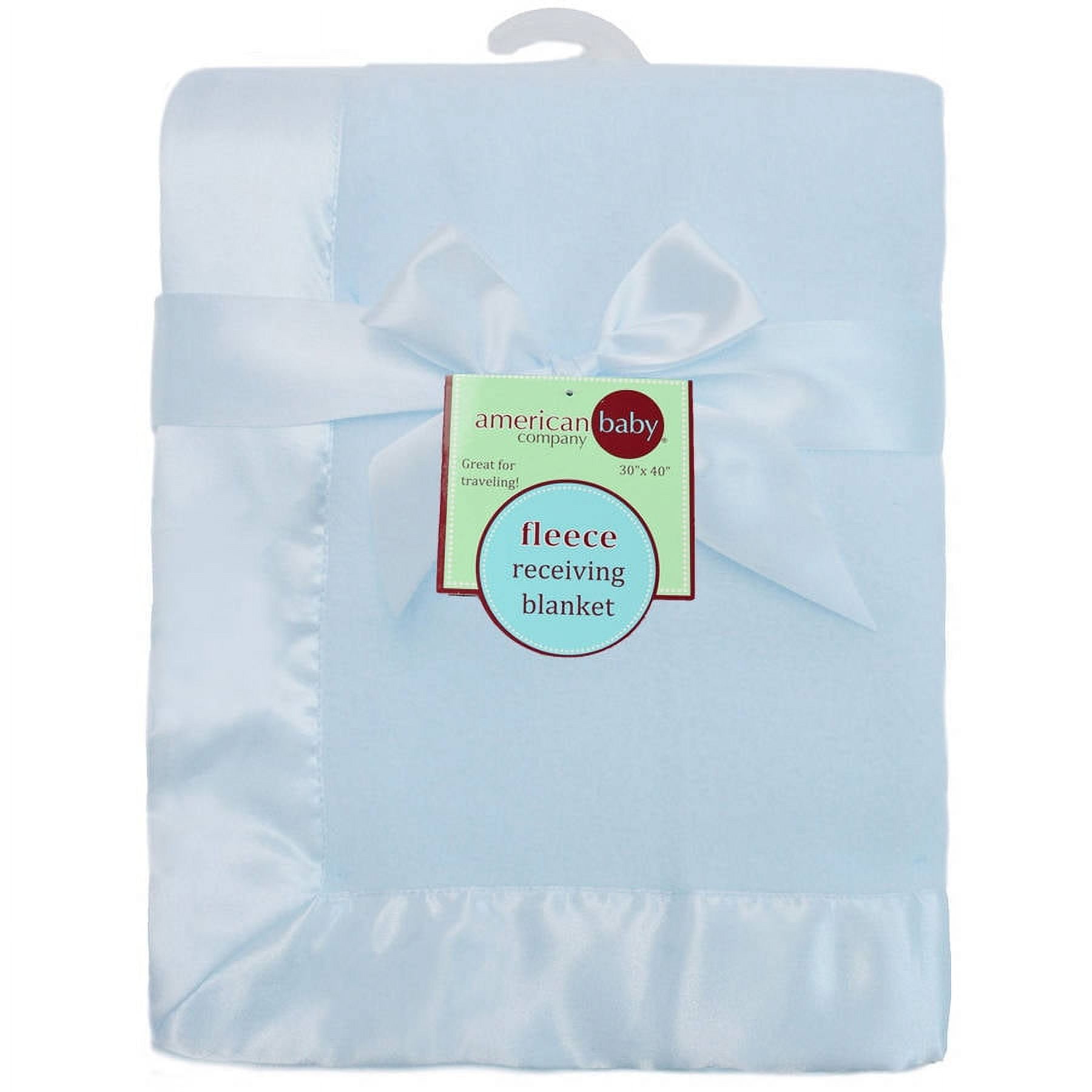 American Baby Company Fleece Blanket 30 X 40 with 2 Satin Trim, Blue