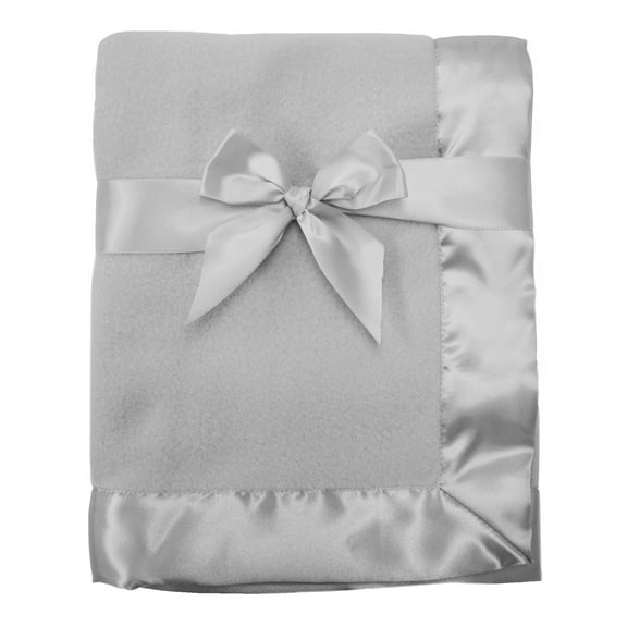 American Baby Company Fleece Blanket with Silk-Like Satin Trim, Soft, Warm & Cozy, Gray, 30" x 40" for Boys and Girls, Perfect for Baby Carrier, Stroller, Travel and Gifting