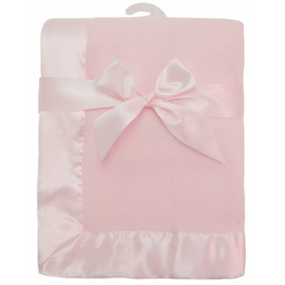 American Baby Company Fleece Blanket with Silk-Like Satin Trim, Soft, Warm & Cozy, Pink, 30" x 40" for Boys and Girls, Perfect for Baby Carrier, Stroller, Travel and Gifting