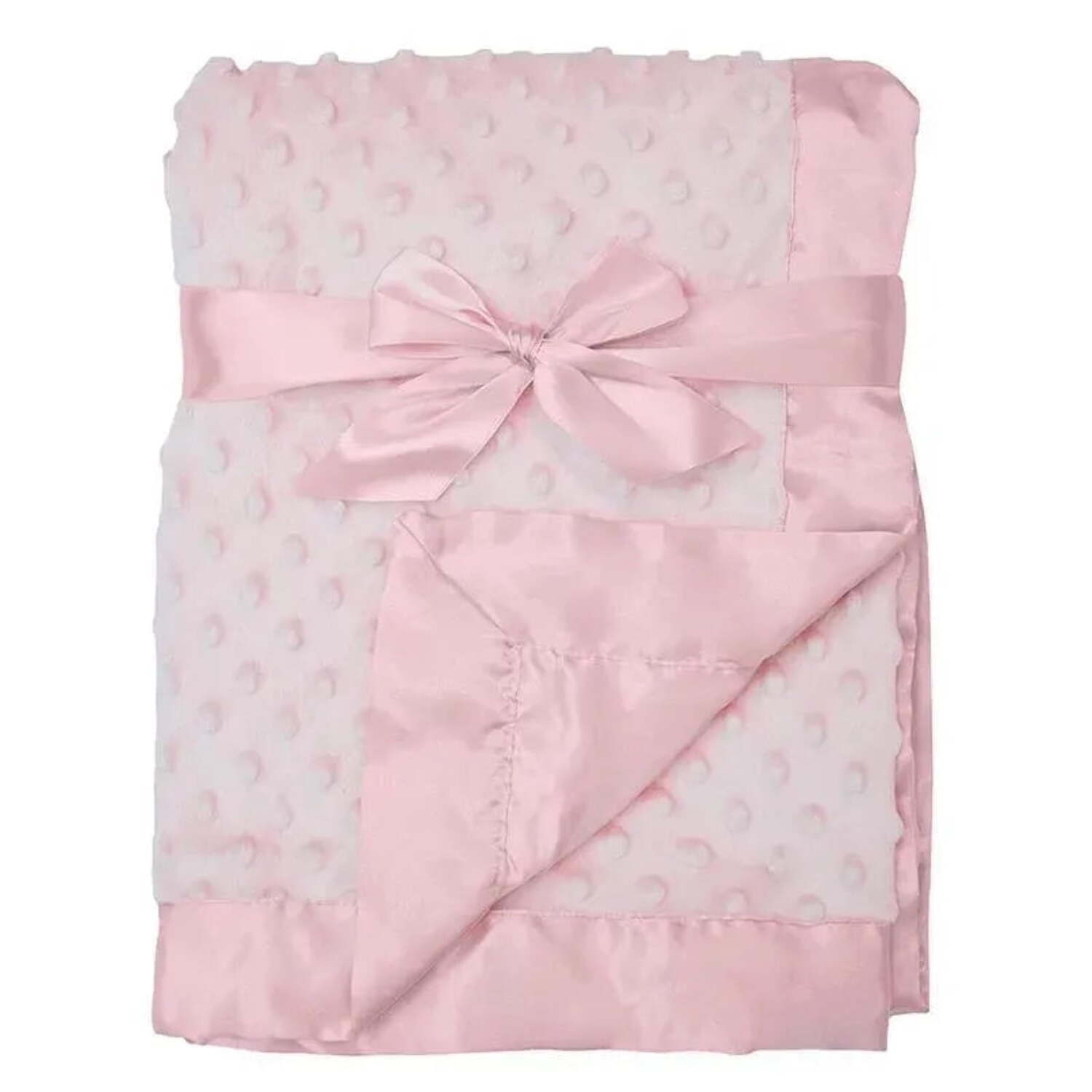 Minky dot blanket with satin backing outlet