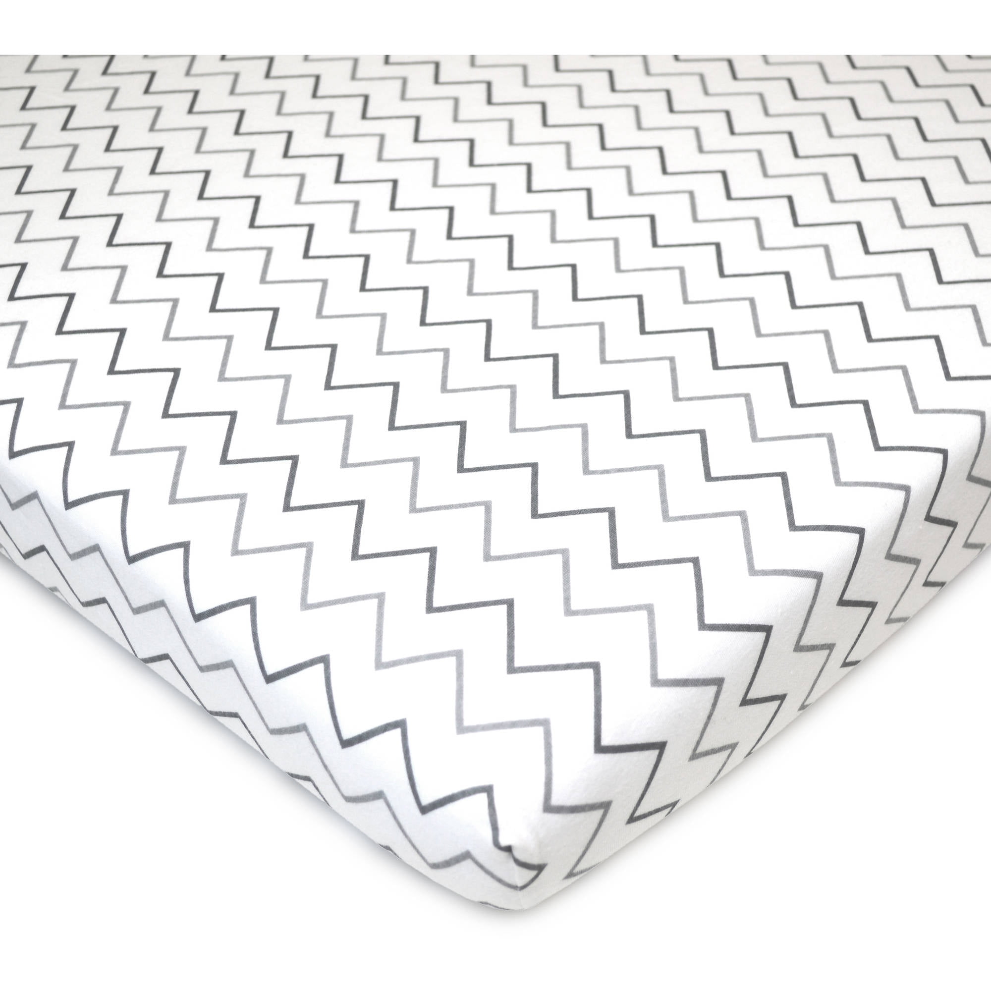 American Baby Company 100% Natural Cotton Fitted Mini Crib Sheet 38" x 24" - Soft & Breathable Small Nesting Portable Crib Sheet, Fits Pack N Play Mattresses, Gray Zigzag, for Boys & Girls