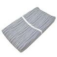 thumbnail image 1 of American Baby Company Printed 100% Natural Cotton Jersey Knit Fitted Contoured Changing Table Pad Cover, Also Works with Travel Lite Mattress, Navy/Grey Funny Stripes, Soft Breathable, for Boys, 1 of 3