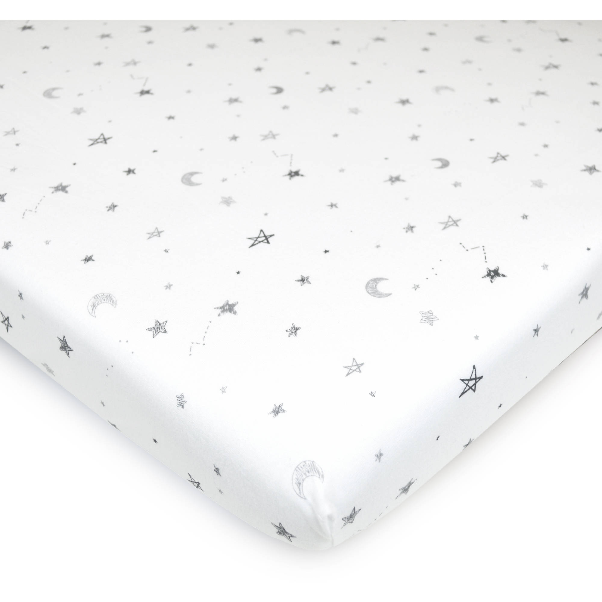 American Baby Company Printed 100% Natural Cotton Value Jersey Knit Fitted Pack N Play Playard Sheet, Grey Stars and Moon, Soft Breathable, for Boys and Girls - image 1 of 4