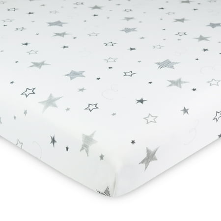 American Baby Co. Cotton Jersey Knit Fitted Cradle Sheet, Grey Super Stars