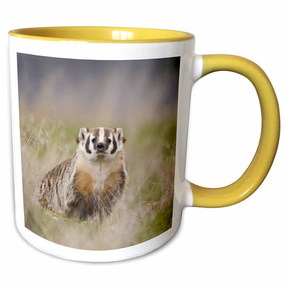 3drose, American Badger, 15oz Two-tone Yellow Mug