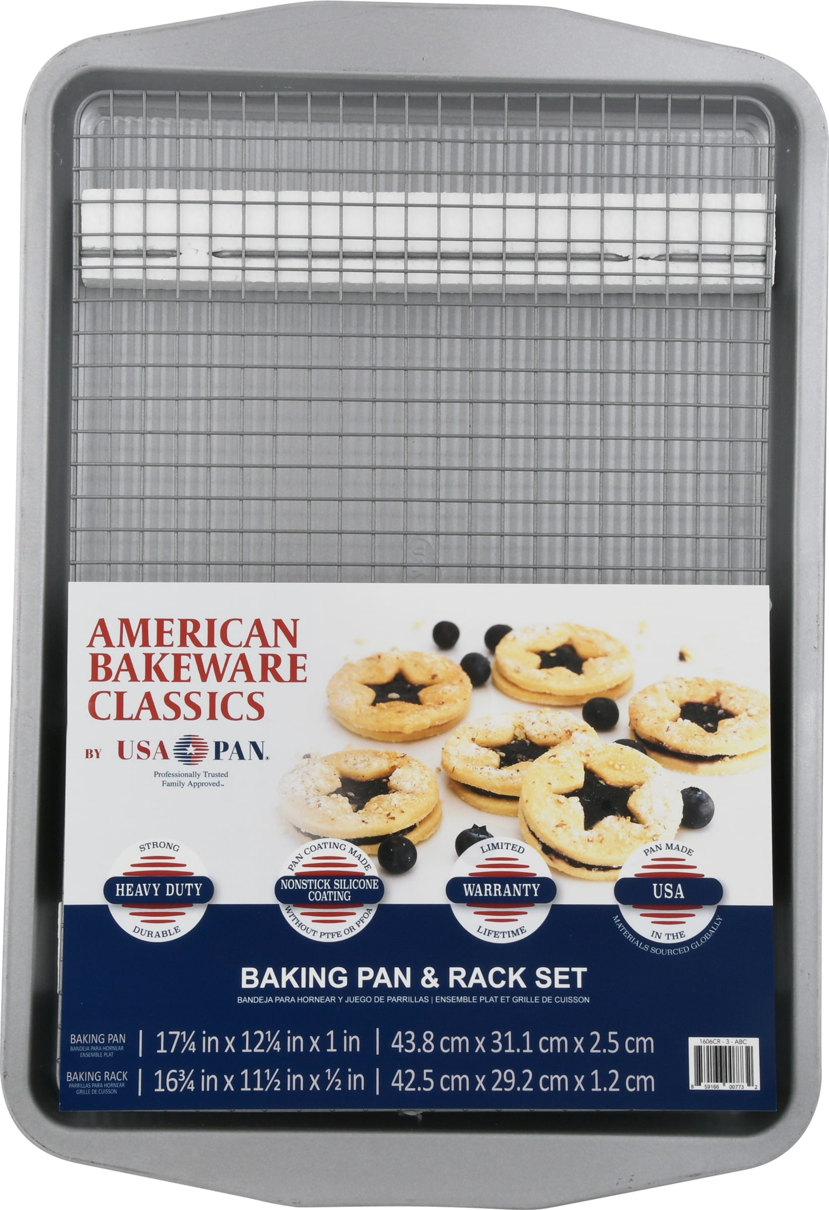 USA Pan American Bakeware Classics Half Sheet Baking Pan and Cooling Rack,  Aluminized Steel