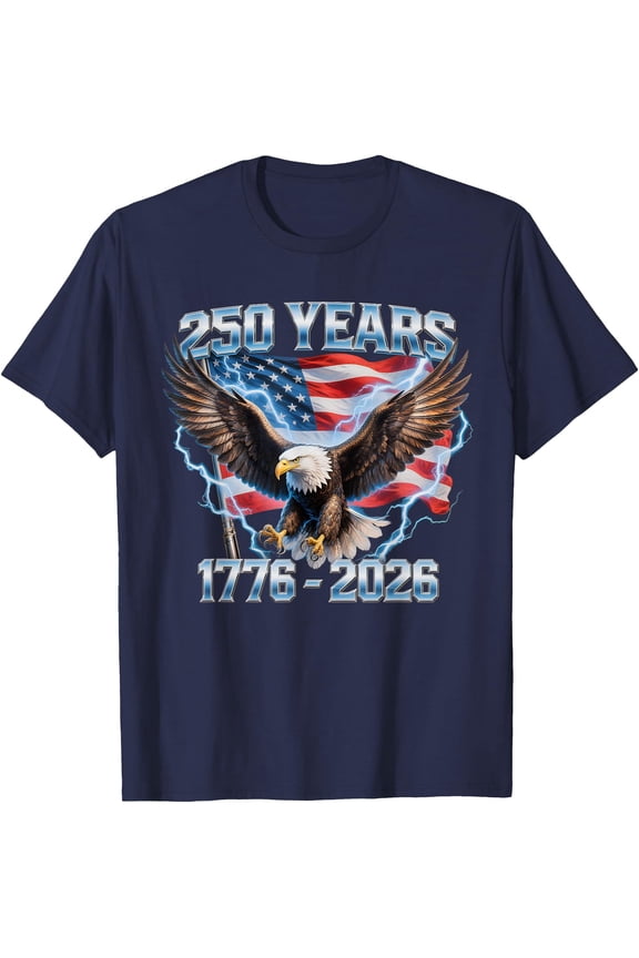American Bald Eagle 1776-2026 250th Anniversary USA T-Shirt - Commemorative Black Tee